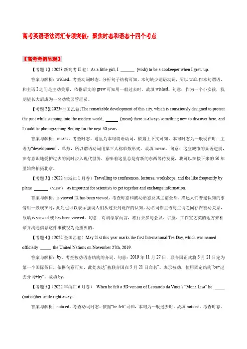 高考英语语法词汇专项突破：聚焦时态和语态十四个考点