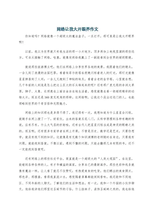 网络让我大开眼界作文