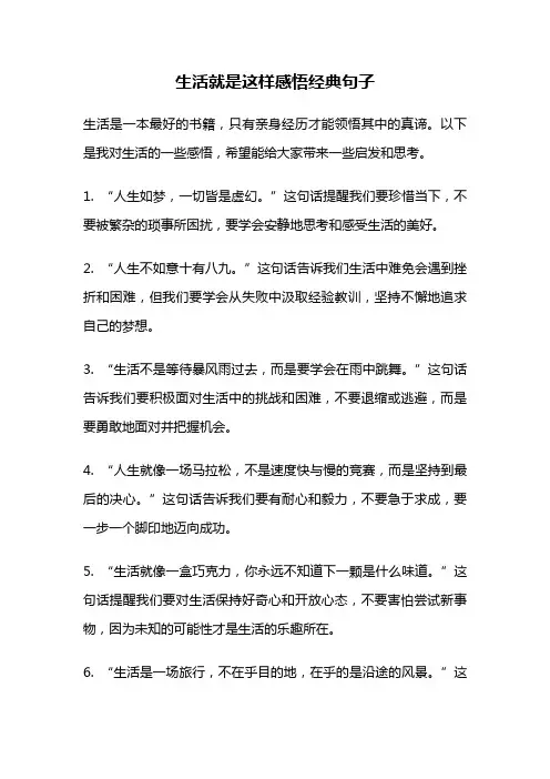 生活就是这样感悟经典句子