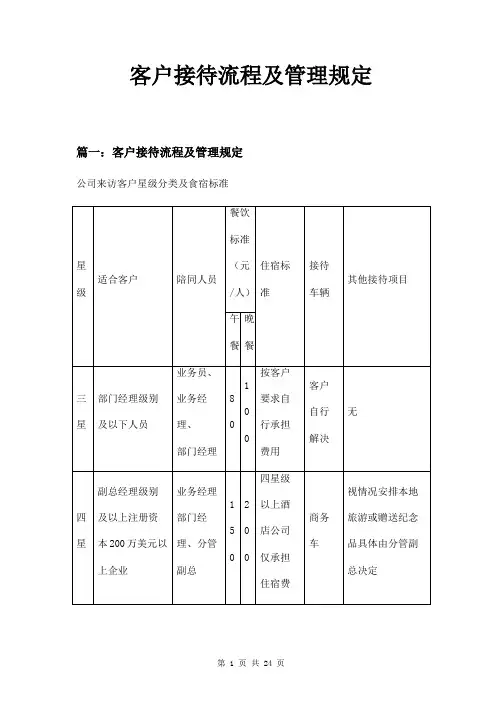 客户接待流程及管理规定