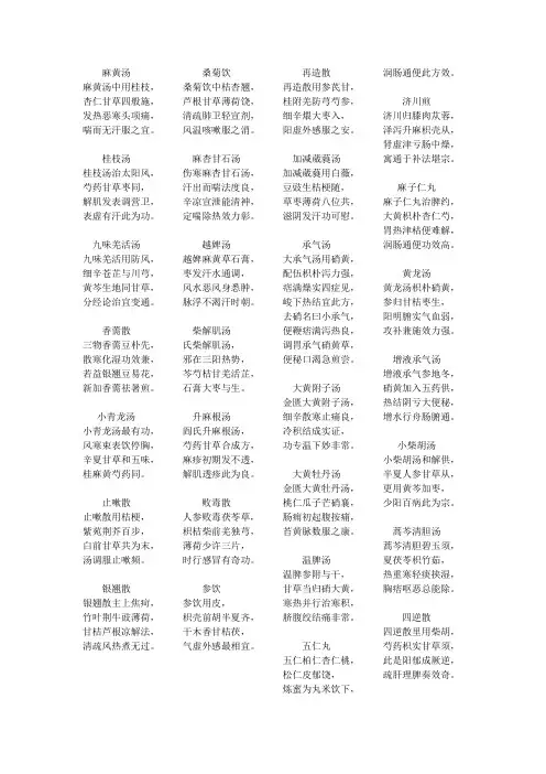 方剂学五版教材方歌