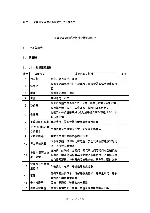 变电设备全面巡视标准化作业指导书