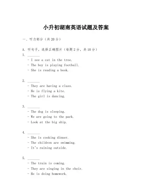 小升初湖南英语试题及答案