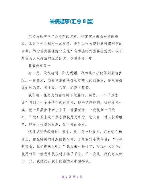 暑假趣事(汇总8篇)