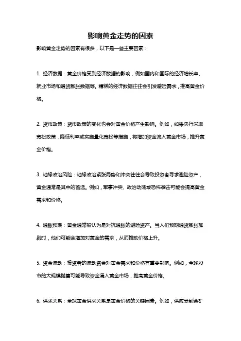 影响黄金走势的因素