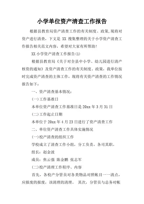 小学单位资产清查工作报告