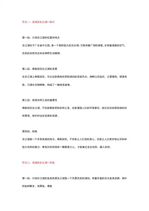 6篇小学作文：主题为美丽的东江湖