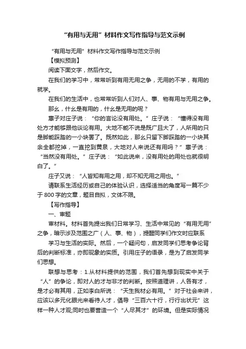 “有用与无用”材料作文写作指导与范文示例