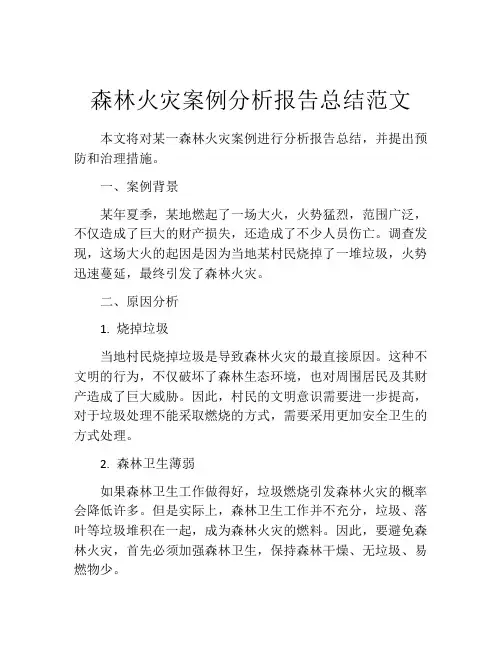 森林火灾案例分析报告总结范文