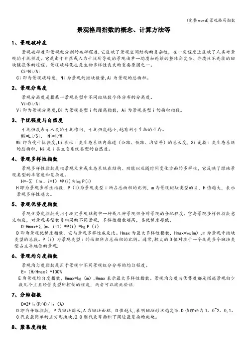 (完整word)景观格局指数