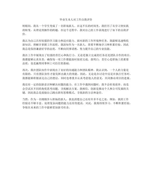 毕业生本人对工作自我评价