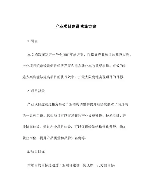 产业项目建设 实施方案