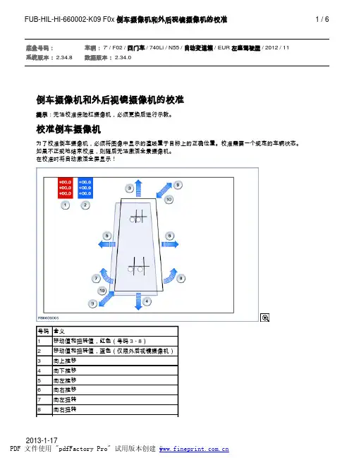 倒车摄像机和外部后视摄像机的校准