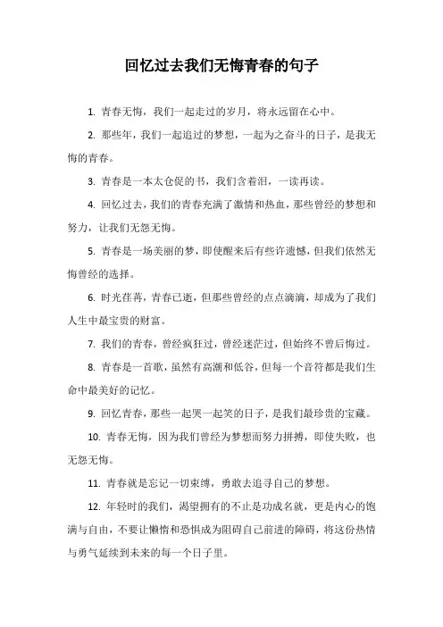 回忆过去我们无悔青春的句子