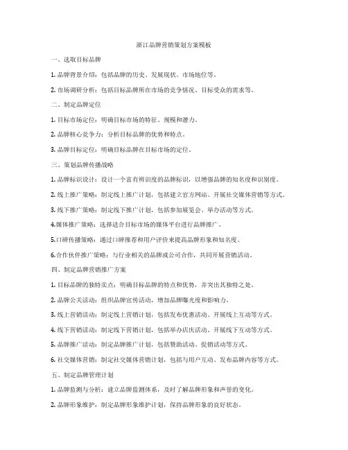 浙江品牌营销策划方案模板