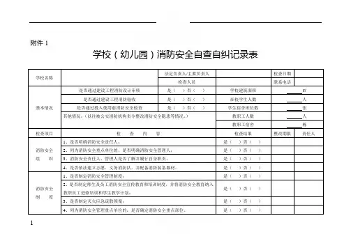 学校(幼儿园)消防安全自查自纠记录表