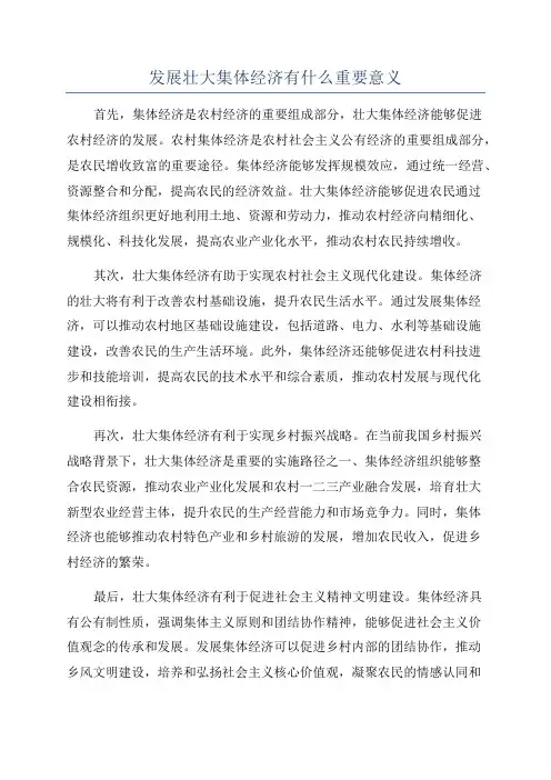 发展壮大集体经济有什么重要意义