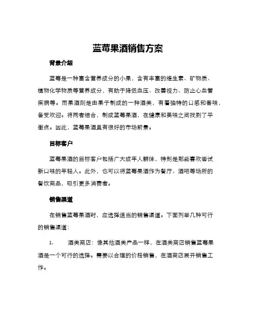 蓝莓果酒销售方案