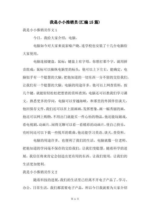 我是小小推销员(汇编15篇)