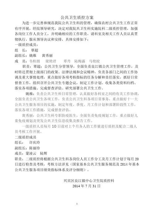 公共卫生质控方案
