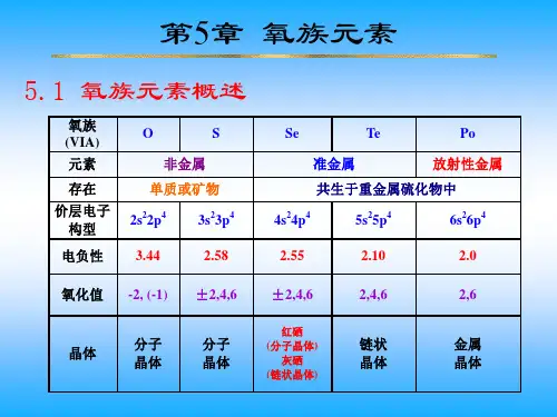 高中化学竞赛 无机化学第5章氧族元素(共25页PPT)(共25张PPT)
