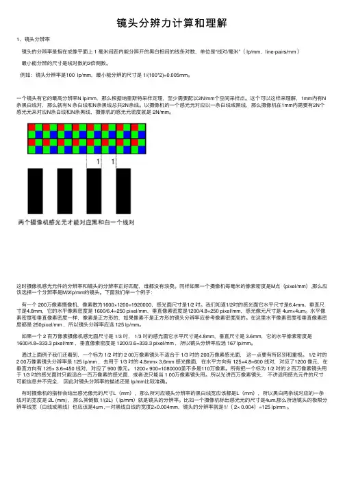 镜头分辨力计算和理解