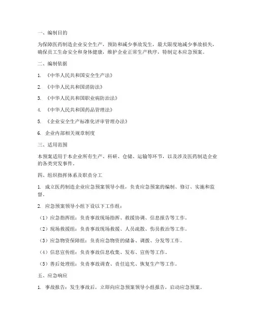 医药制造应急预案