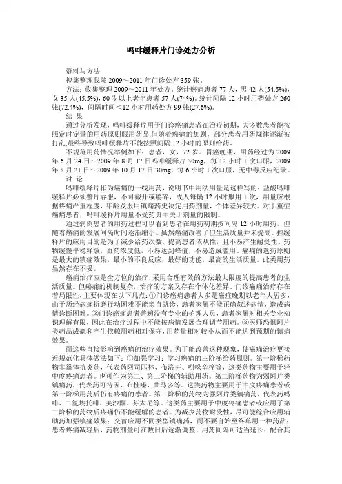 吗啡缓释片门诊处方分析