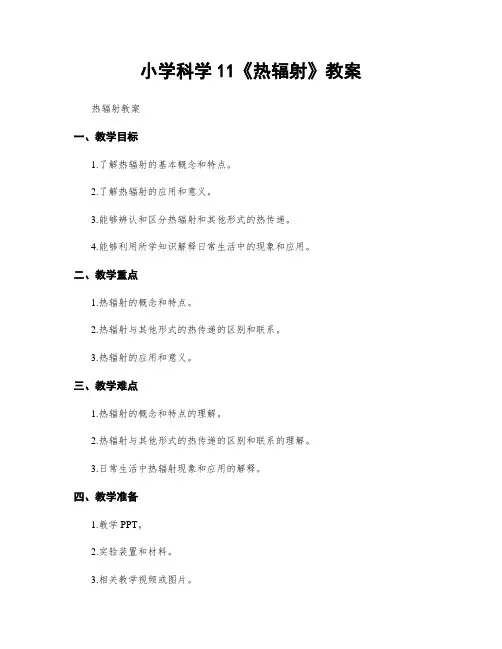 小学科学11《热辐射》教案