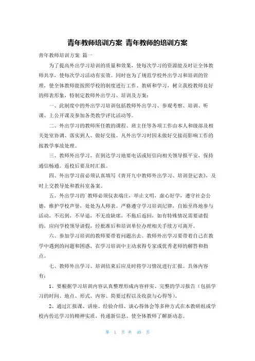 青年教师培训方案 青年教师的培训方案