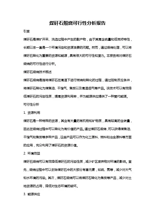煤矸石煅烧可行性分析报告