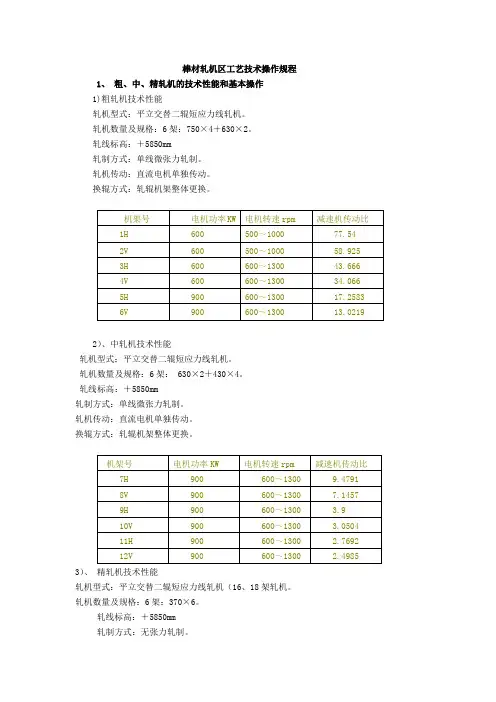 1棒材轧机区工艺技术操作规程