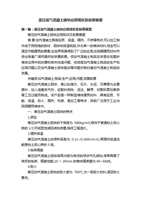 蒸压加气混凝土砌块应用现状及前景展望