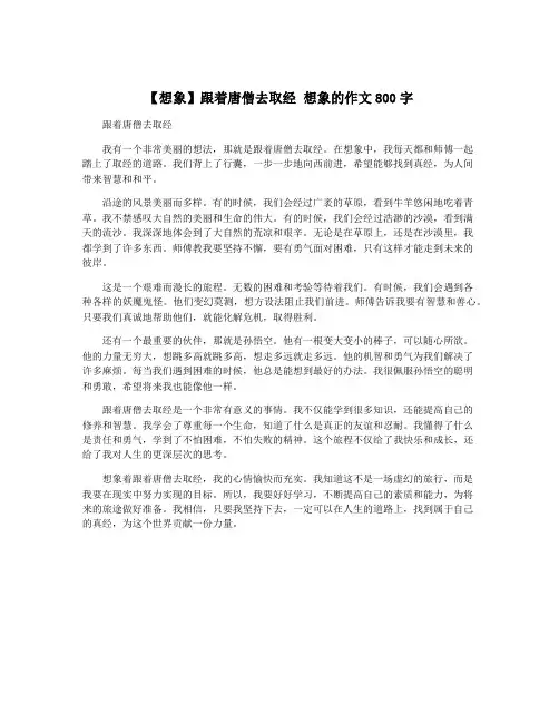 【想象】跟着唐僧去取经 想象的作文800字