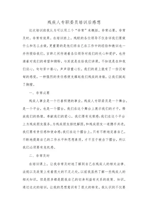 残疾人专职委员培训后感想