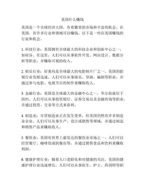 美国什么赚钱