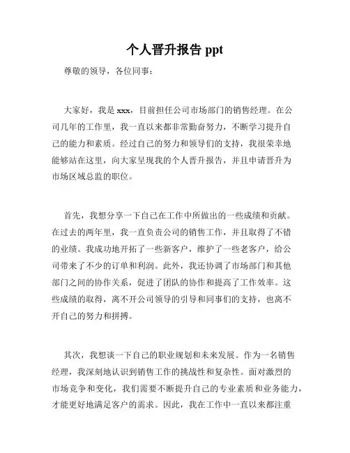 个人晋升报告ppt