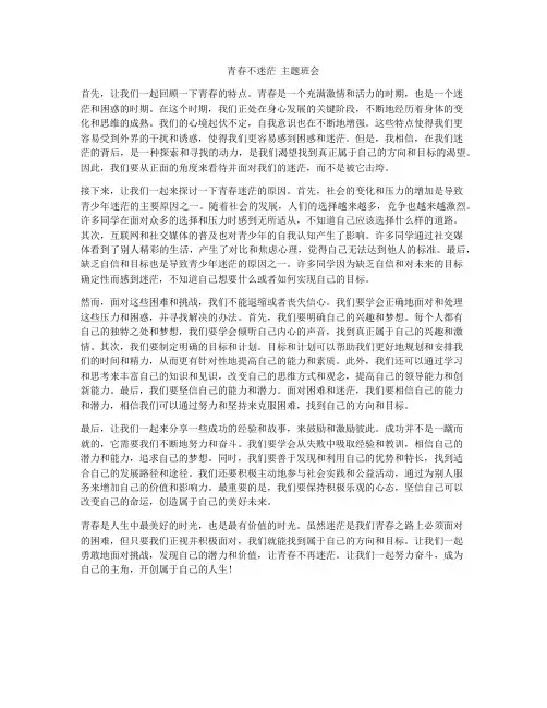 青春不迷茫  主题班会