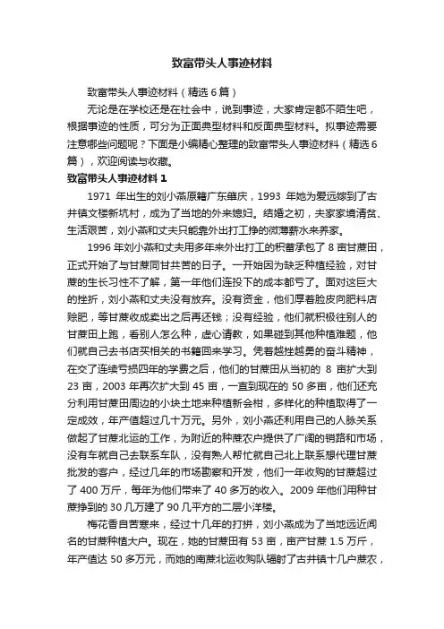 致富带头人事迹材料（精选6篇）