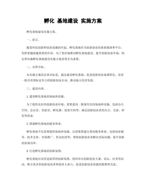 孵化 基地建设 实施方案