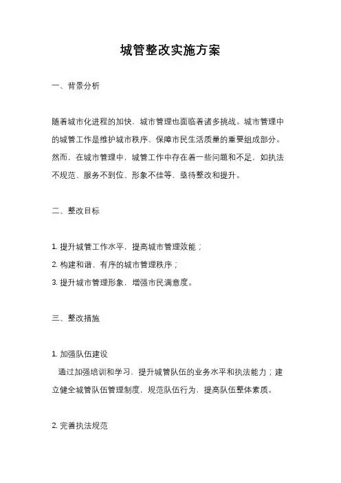 城管整改实施方案