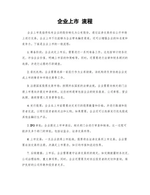 企业上市 流程