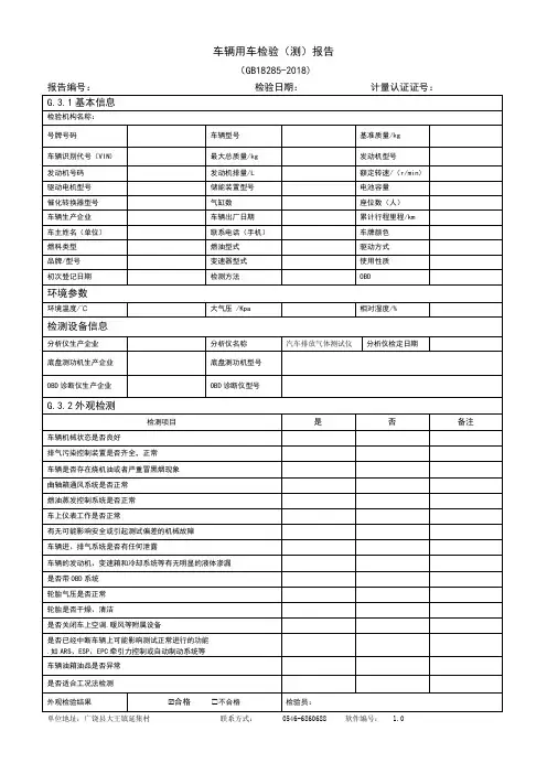 车辆检测报告(2018)