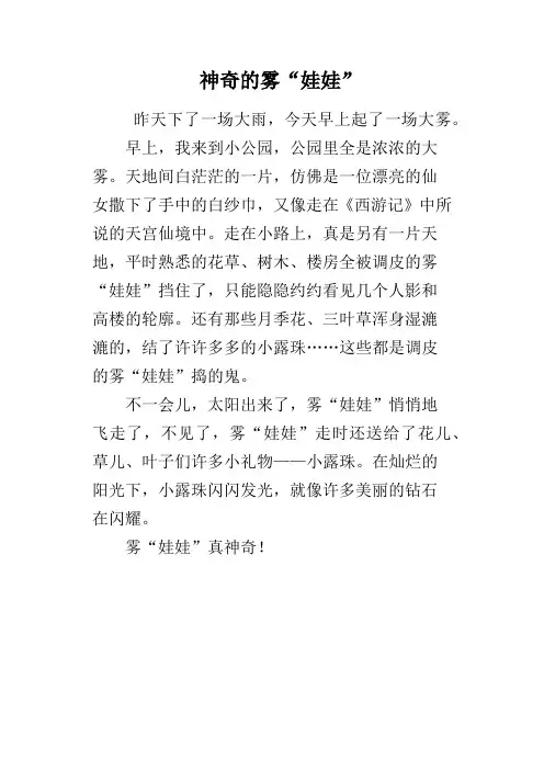 神奇的雾“娃娃”