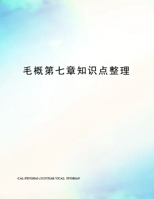 毛概第七章知识点整理