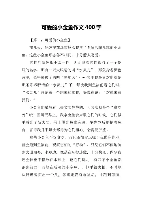 可爱的小金鱼作文400字