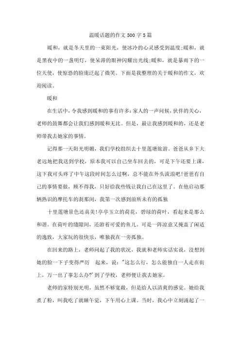 温暖话题的作文500字5篇