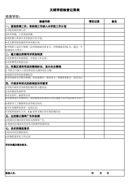无烟学校检查记录表