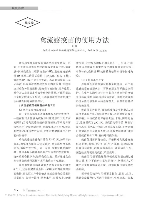 禽流感疫苗的使用方法_费强