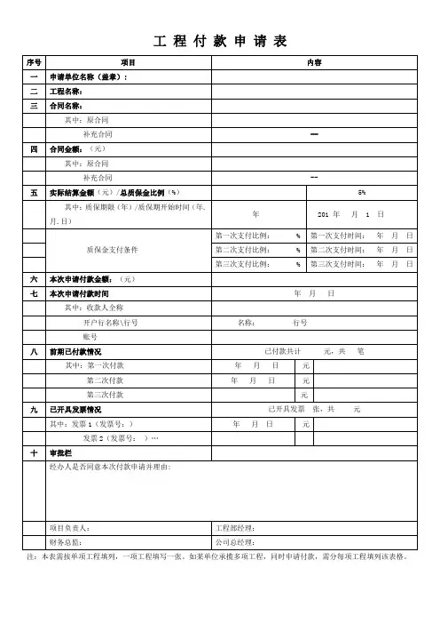 付款申请表